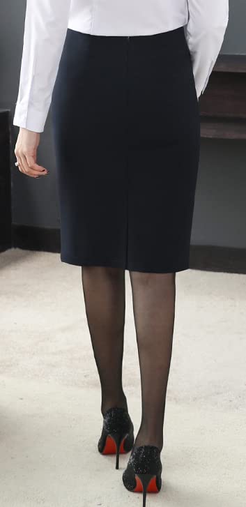 Syvent Black Office Plus Office Tight Suit Solid Business Pencil Skirt with Slit Women's Skirt, Size, Skirt, Skirt, Color,