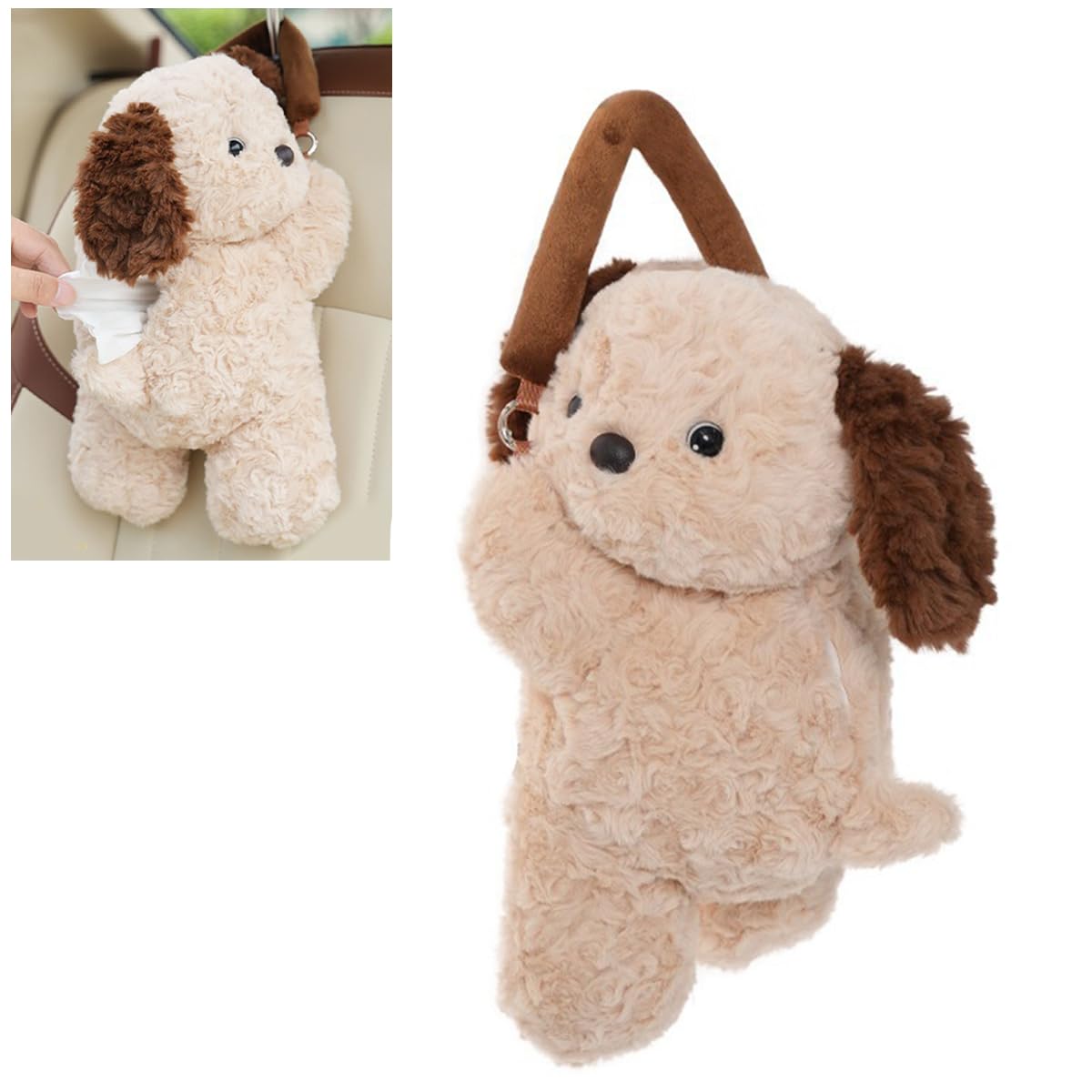 Pochacco Car Tissue Hanging Plush Funny Car Tissue Box Case, Toy, Multifunctional, Cute, Convenient, (Khaki)