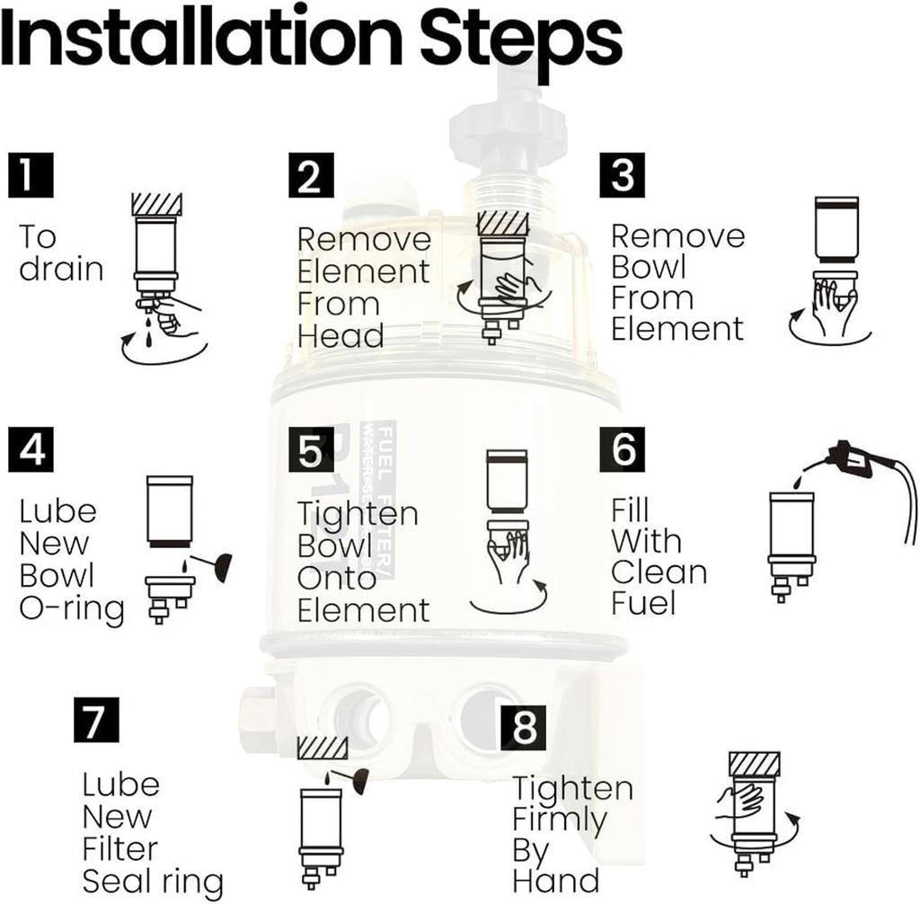 R12T Marine Fuel Filter Water Separator Diesel Engine Element Filter Spin On Racor For 120A 140R 120R 122R S3240 120AT 18-7947