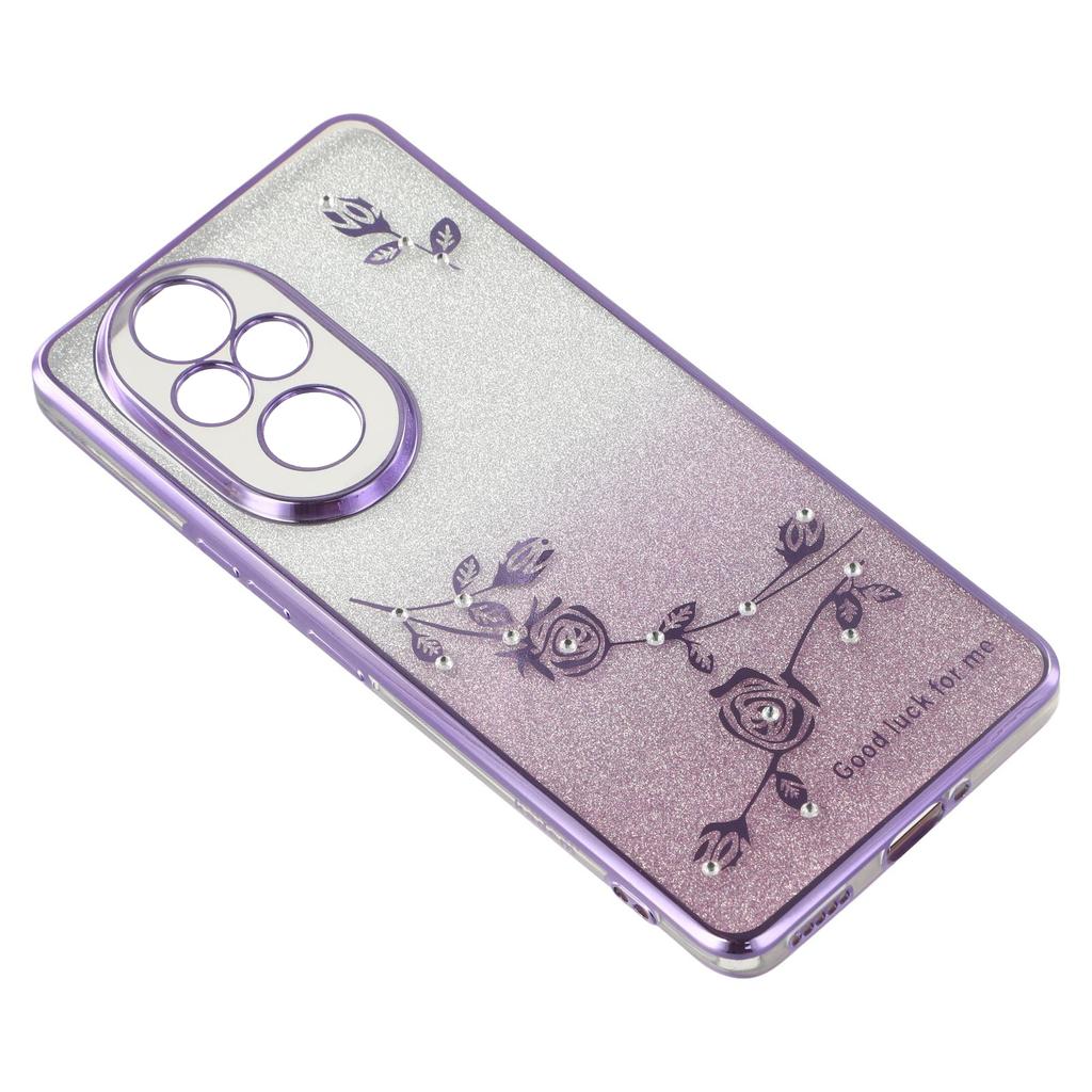 KADEM Für Honor 200 Pro 5G Hülle Ring Ständer TPU Blumen Handyhülle Farbverlauf Glitzer