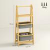 Folding Bamboo Bathroom Shelf with 2 Laundry Baskets Open Shelf Grey