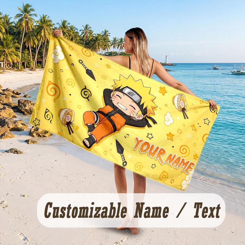 Custom Name Large Beach Towel,Naruto Quick Absorbent Towel For Outdoor Travel Poolside