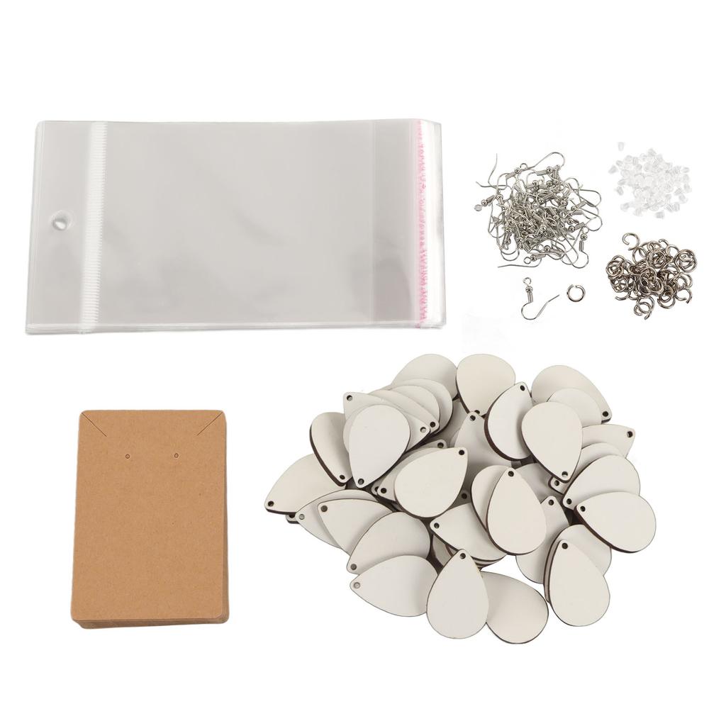 Sublimation Earring Blanks Set 250 Pcs Water Droplets Earring Pendant Ear Hook Cardboard Thermal Transfer Earrings Set