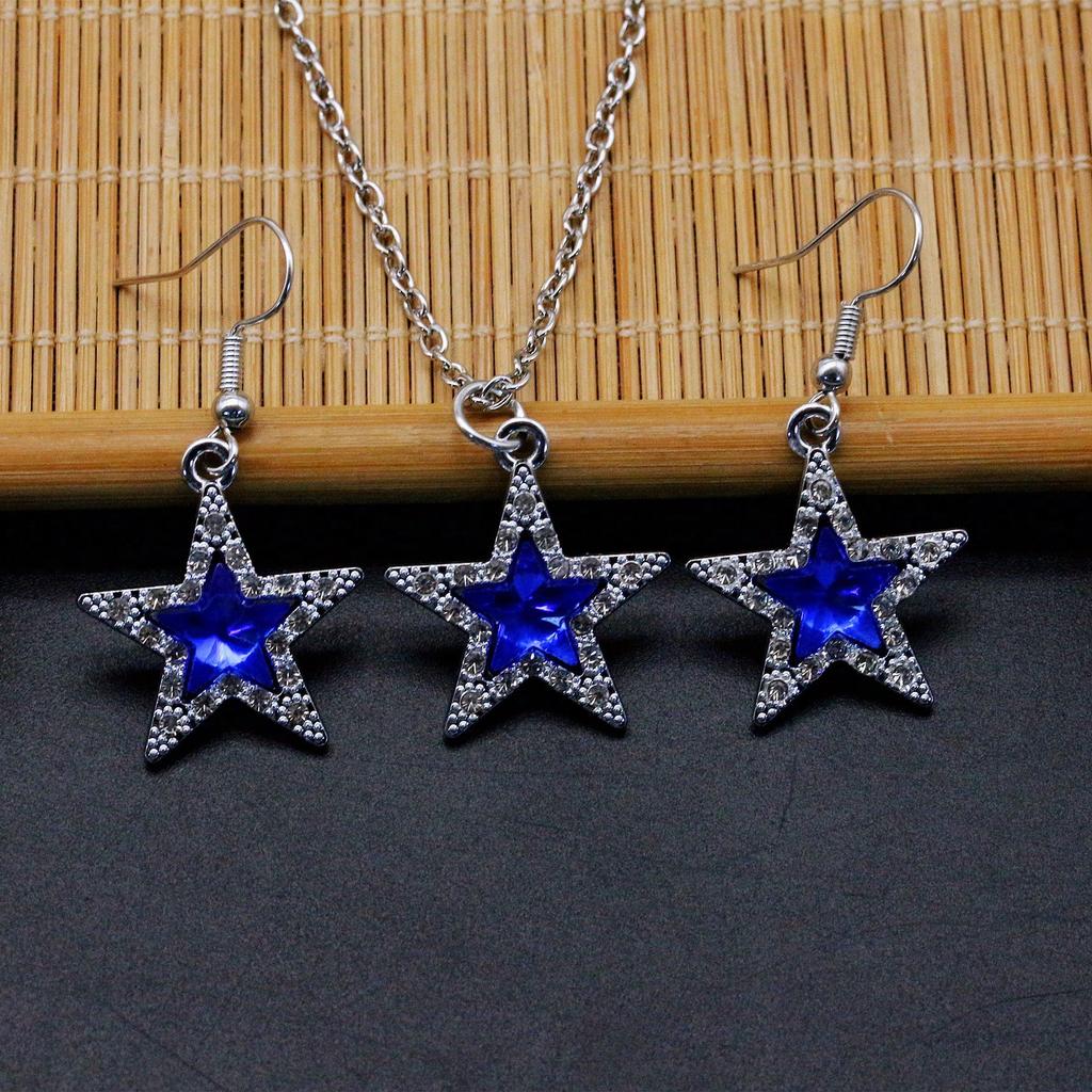 3pcs Rhinestone Star Drop Earrings Necklace, Fashionable Y2K Cute Style, Ladies' Dating Gift Vintage Gothic Charm Pentagram Jewelry Set Accessory
