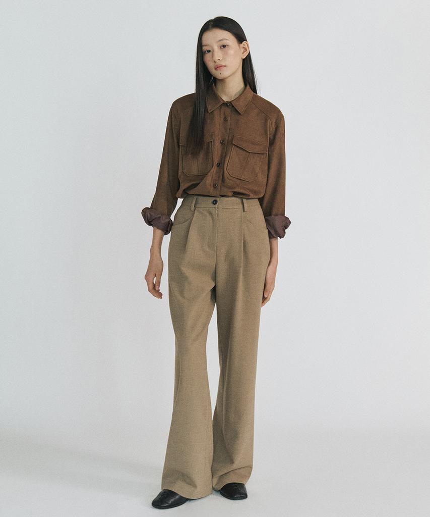 STEP AROUND Soft Wool Wide Pants_Brown