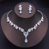 Exquisite Dangle Earrings and Necklace for Women Elegant Jewelry Set Flower Design Shining Rhinestone Necklace Set Wedding