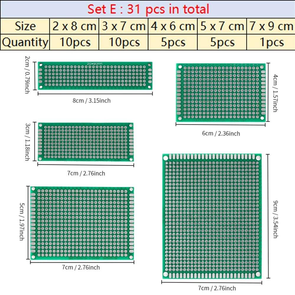 4-40 buc. Circuit PCB universal Protoboard Placă dublu față 2x8 3x7 4x6 5x7 7x9CM Stripboard Placă de prototipare Kit electronic DIY