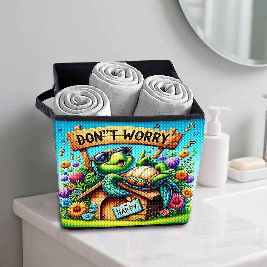 The Home of Sea Turtles 5D Diamond Painting Storage Basket Full Round Drill Mosaic Diamond Embroidery Cross Stitch Kits Home Decor Home Decor