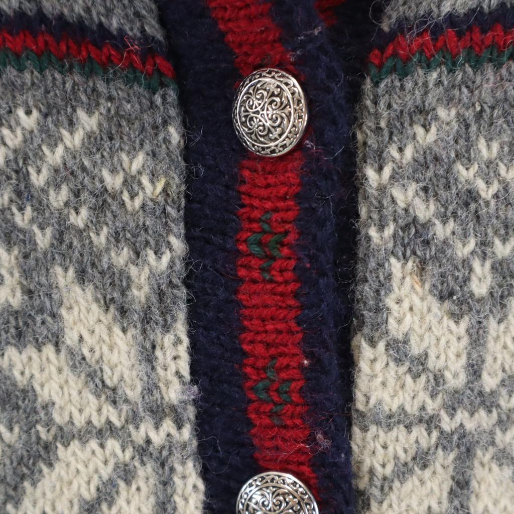 L.L.BEAN 80s Made In USA Vintage Nordic Pattern Long Sleeve Knit Cardigan Women Used