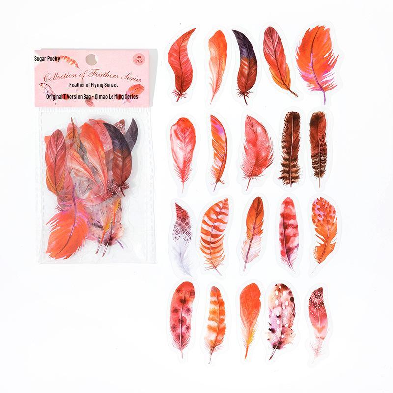 

Feather Series White Ink Sticker Pack: 40 Retro-Style Sheets for DIY Planner Decoration