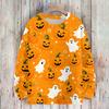 Women's Casual Long Sleeve Halloween Print Round Neck Knit Sweater Top