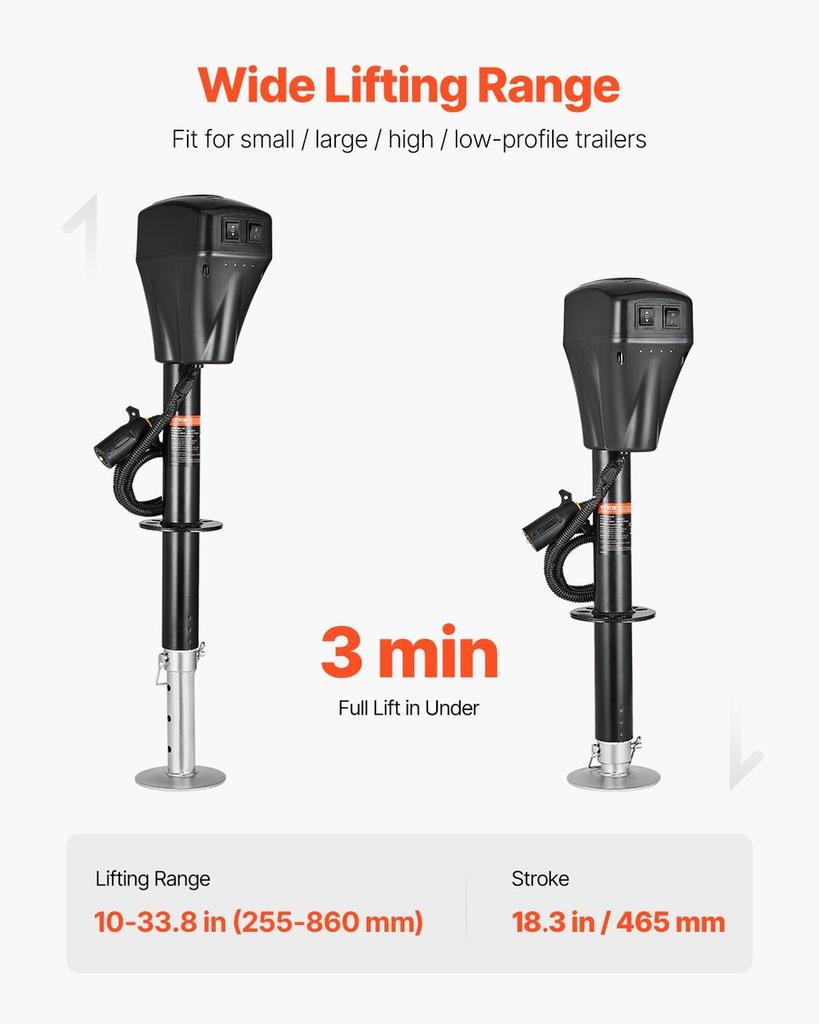 Carrello di traino elettrico 5000 libbre Jack a timone motorizzato per rimorchio RV e camper