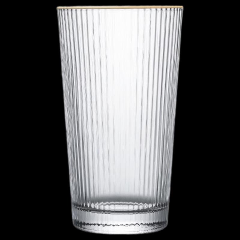 

Shàngqí 370ml Gold Rim Striped Glass Cup Set