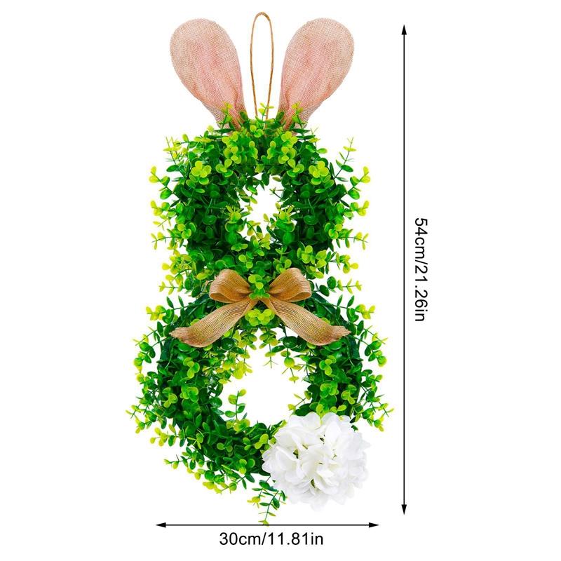 Ghirlanda Decorativa A Forma Di Uovo Di Pasqua Con Coniglietto: Addobbo In Schiuma Da Appendere A Porta, Parete O Finestra. Misura 31x15,2x2,7 Cm, Colore Arancione. - 2