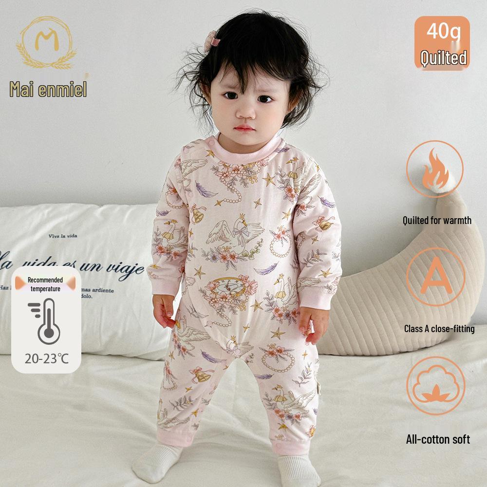 Maienmier Quilted Baby Onesie - 40g Class A Warm Autumn/Winter Newborn Romper 73cm