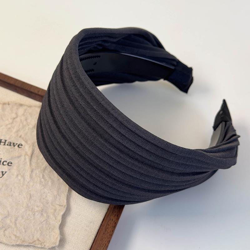 Korean-style Simple Wide-brimmed Striped Hair Clips and Headbands for Women   Hair BandsRetro High Cranial Top Pleated Headbands and Hair Accessories