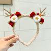 Christmas Headband for Women Fleece Reindeer Antlers Headband with Bow Pompoms for Xmas Party Supplies Halloween Cosplay Accessory