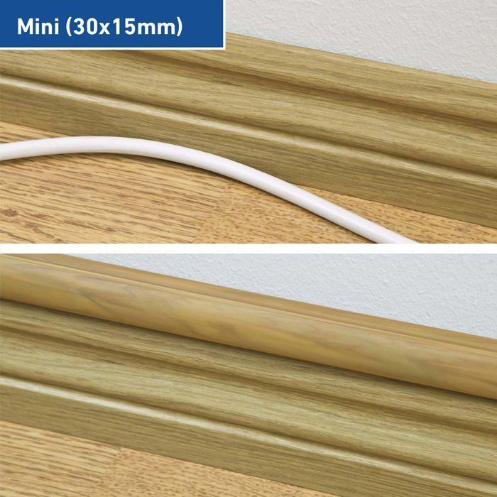 D-line - 1M3015O - 30x15mm Moulure Decorative En Demi-Cercle | | Goulotte Electrique | Cache-Cable | 1m Longeur, Effet Chene