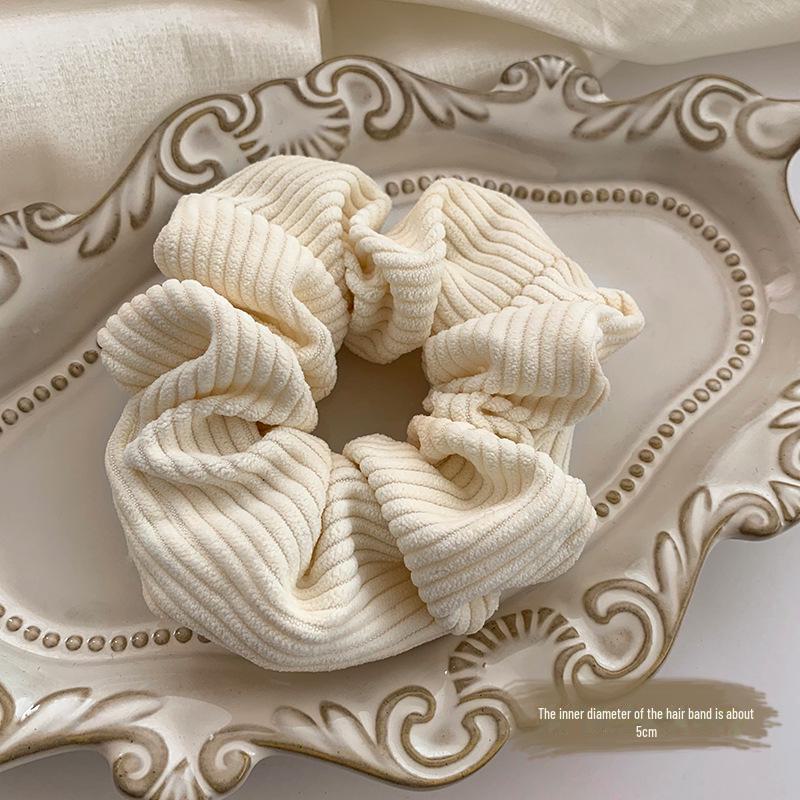 White Plush Hair Ring Elastic Band Headband with Ball - Autumn/Winter Accessories for Women