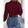 Autumn/Winter Casual Solid-Colour Cable-Knit Long-Sleeved Pullover with Cropped Hem for Women