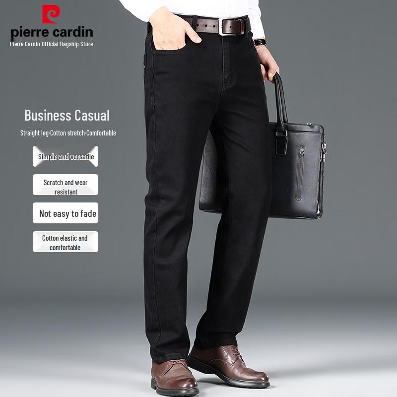 Pierre Cardin Men's Straight-Leg Stretch Cotton Business Casual Jeans