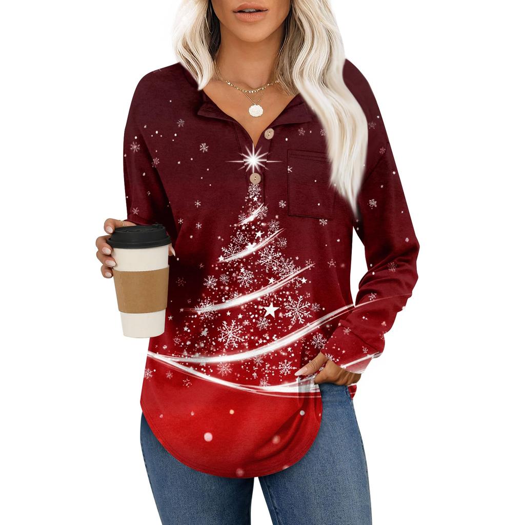 Women's Retro Printed Fashionable Long-sleeved Top