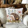 1 Stück Aquarell-Igel mit Blumenmuster Kissenbezug, Geeignet für Sofa, Schlafzimmer, Wohnzimmer, Ein frisches Geschenk für Tierliebhaber