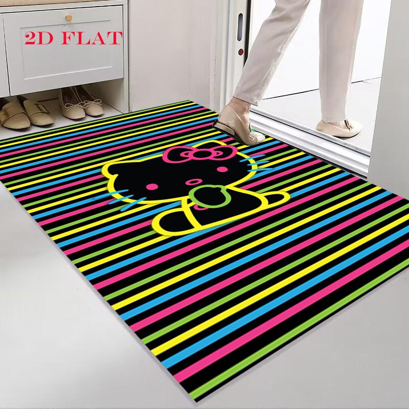 Hello Kitty Neon Stripes carpet Camping Trip Suitable For All Seasons Nap carpet Outdoor Plush carpet Bedroom