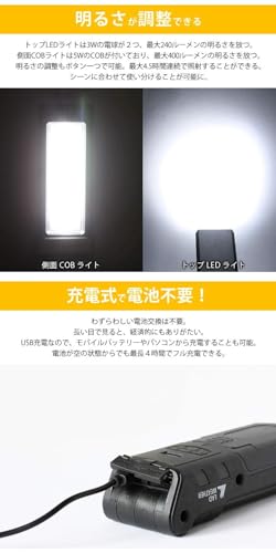 Radweather LED Work Light, 2-Way Lighting, Foldable, Rechargeable Battery, Lightweight, Camping, Outdoor Work Light, Flashlight (Khaki)