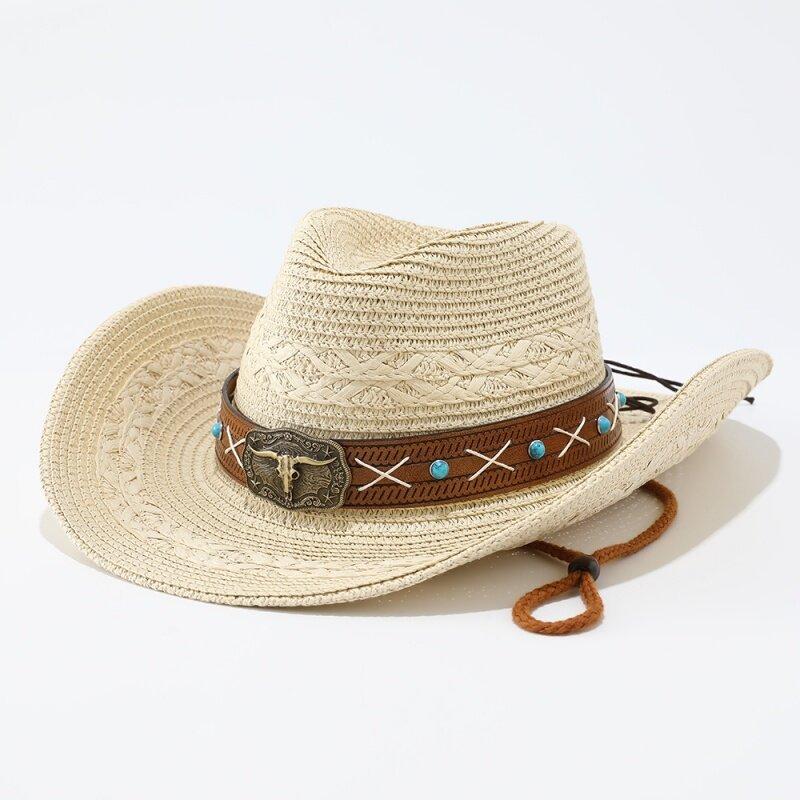 Hot Sale Summer Cowboy Hat Men's and Women's Western Cowboy Straw Hat Outdoor Shading Sun Protection Riding Hat