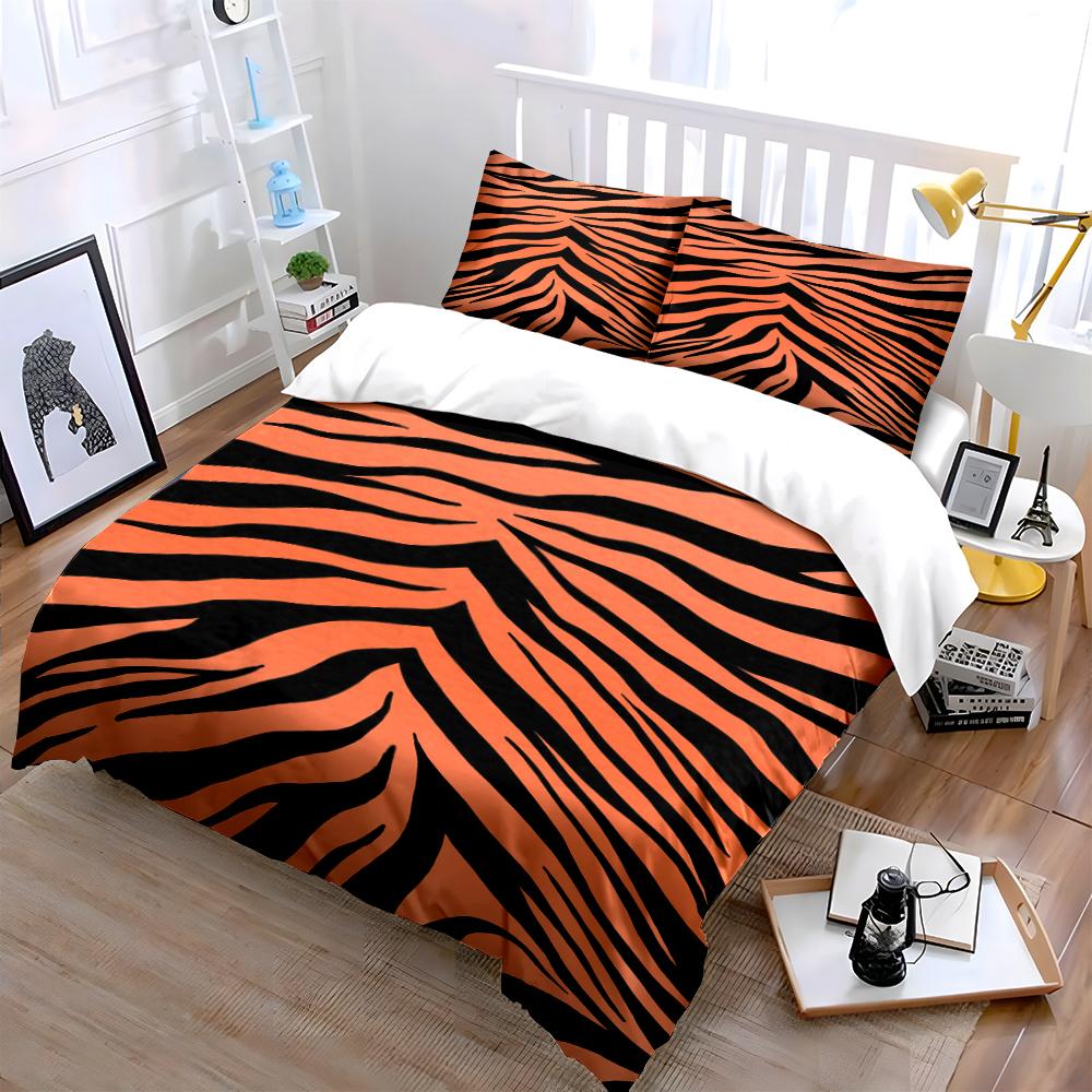Tiger Stripe Pattern 3-Piece Bedding Set Bedding set (1 duvet cover, 2 pillowcases, duvet not included)