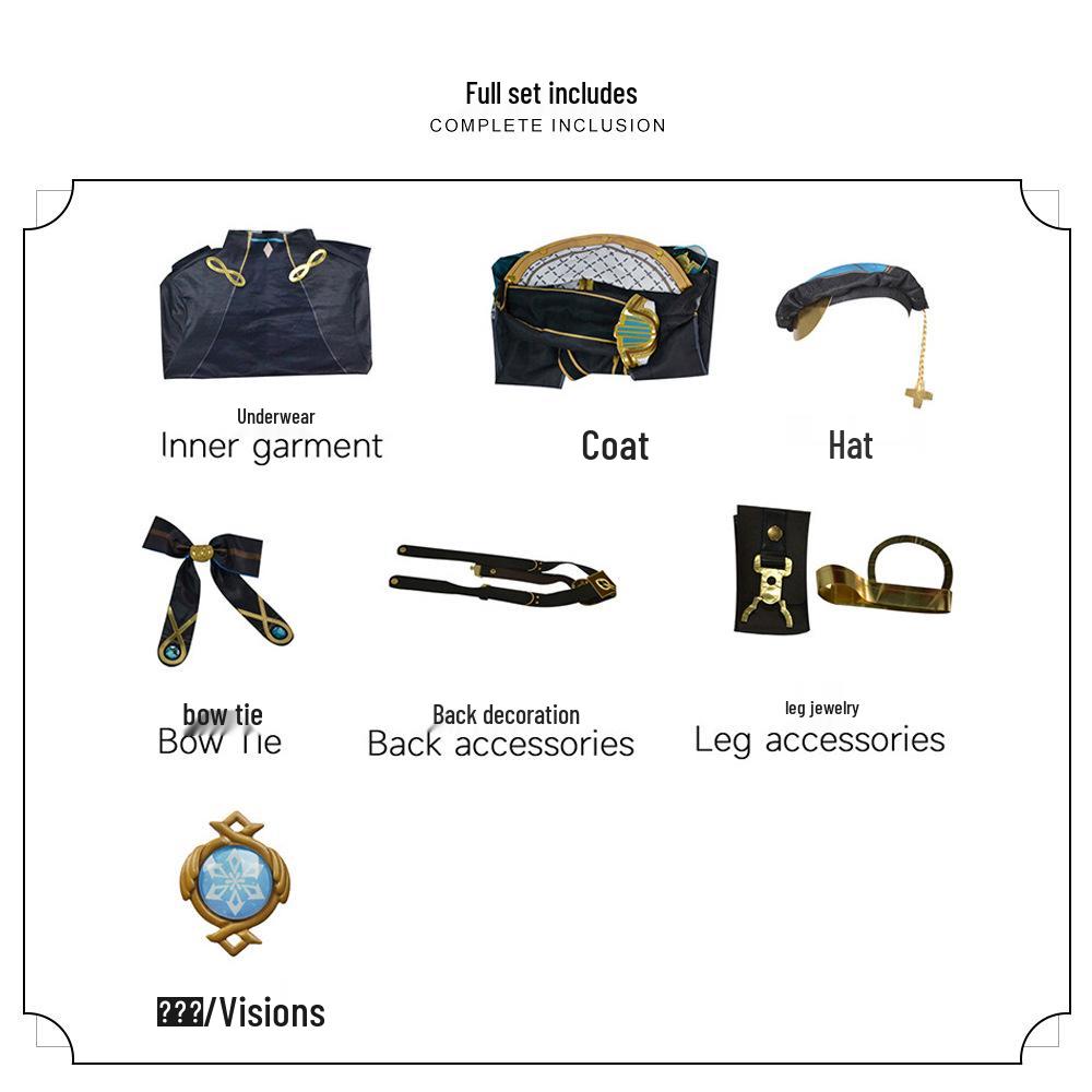 Genshin Impact Freminet Cosplay Costume Set - New Fontaine Character Anime Role Play Costume for Women