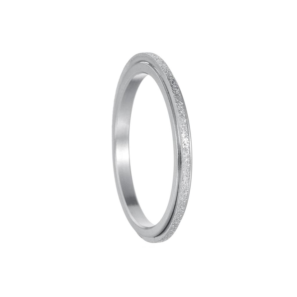 Stainless Steel Rotatable Couple Frosted Ring - Trendy Decompression Jewelry