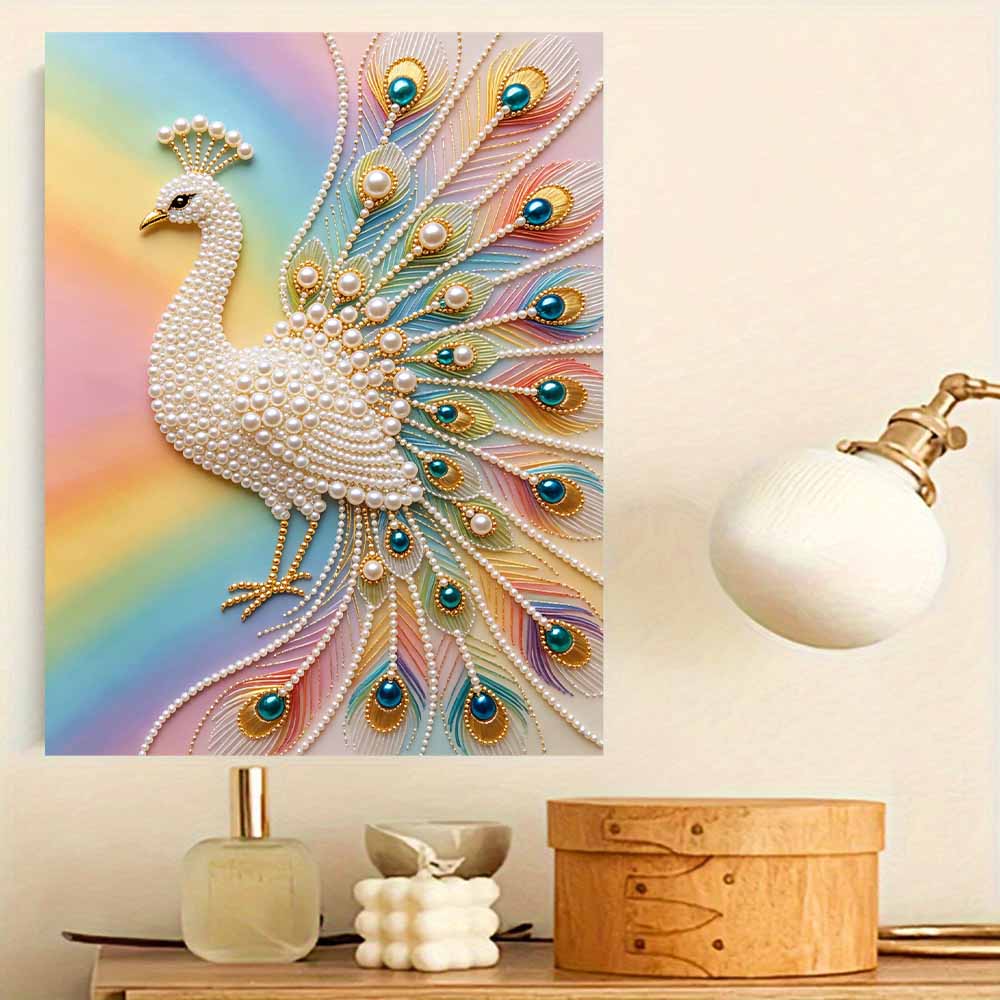 Pearl DIY Art Painting Elegant Peacock Handcrafted Picture Indoor Wall Ornament Relaxing Leisure Hobby Exquisite Home Decoration Gift