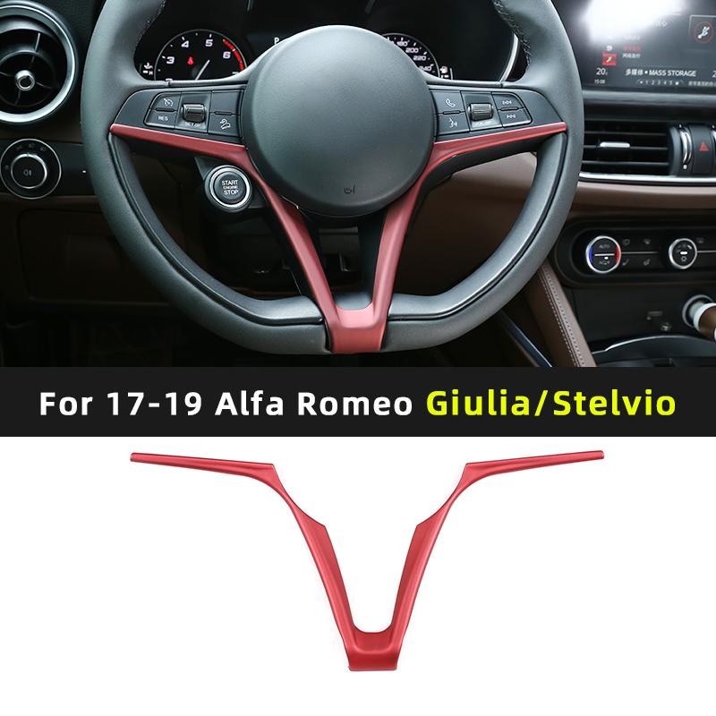 Pour 17-19 Alfa Romeo Giulia/Stelvio volant cadre en V Boîte de démarrage une touche Autocollant de décoration bouton de volant ABS