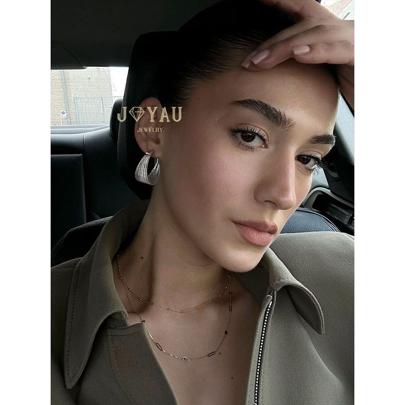 Joyau Miranda Fashion Sterling Silver Needle Earrings Silver S925 Silver Needle [with Pierced Ears]