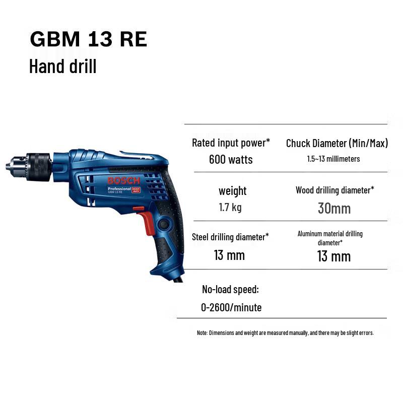 Bosch GBM 13 RE 600W Corded Electric Drill CN Plug (adapter Included)