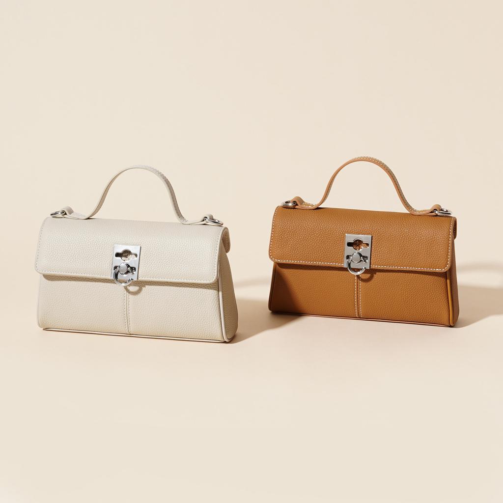 First Layer Cowhide 2025 Spring and Summer New Leather Women's Bag Niche High-end Retro Texture Portable Shoulder Oblique Span Bag