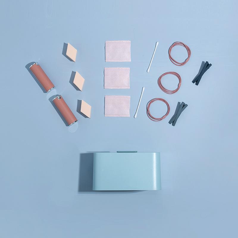A Transparent Covered Cosmetic Cotton Swab Lipstick Storage Box with Double-layer Compartments and A Simple Desktop Storage Box
