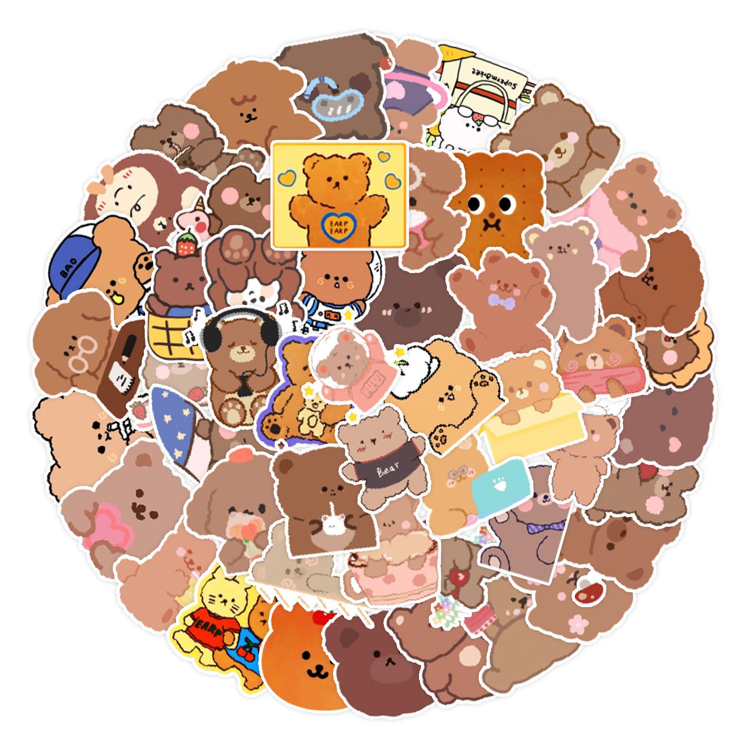 

50 Bear Doodle Stickers Suitcase Car Notebook Refrigerator Water Cup Skateboard Waterproof Decorative Stickers