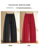 Spring 2026 Red Rhinestone Wide-Leg High-Waist Sweatpants for Women