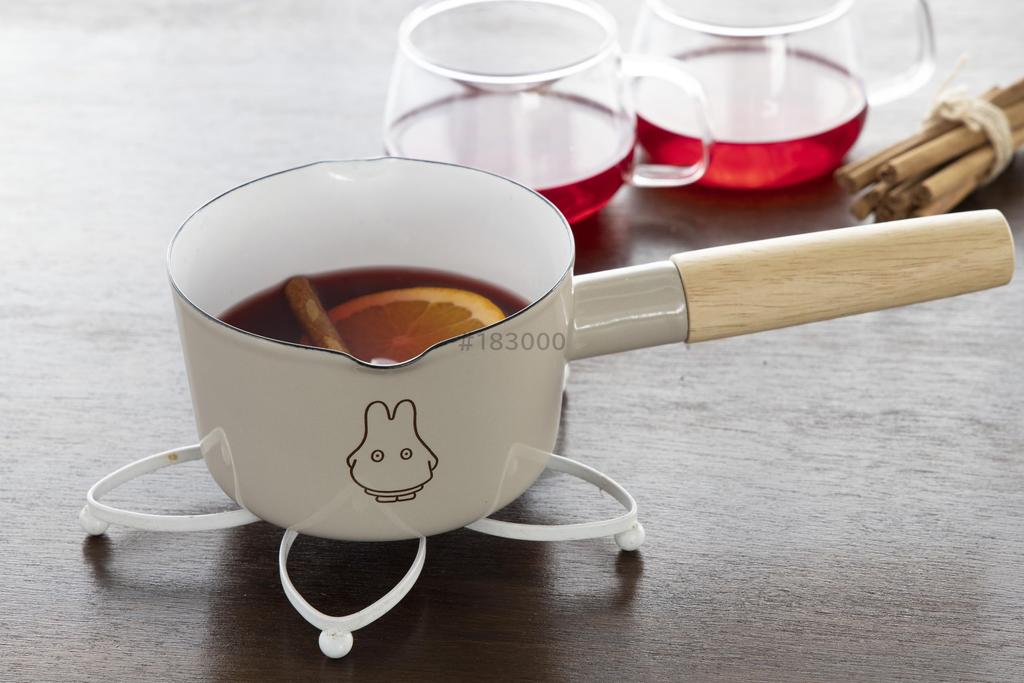 Fuji Enamel Miffy Pastel Milk Pan, 12cm, Induction Cookware Compatible, Greige, Ghost Miffy Enamel