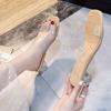 2025 Summer, the Same Style with Transparent Versatile Fairy Sandals Female Thick Heel Crystal and Sexy Cool Slippers Tide
