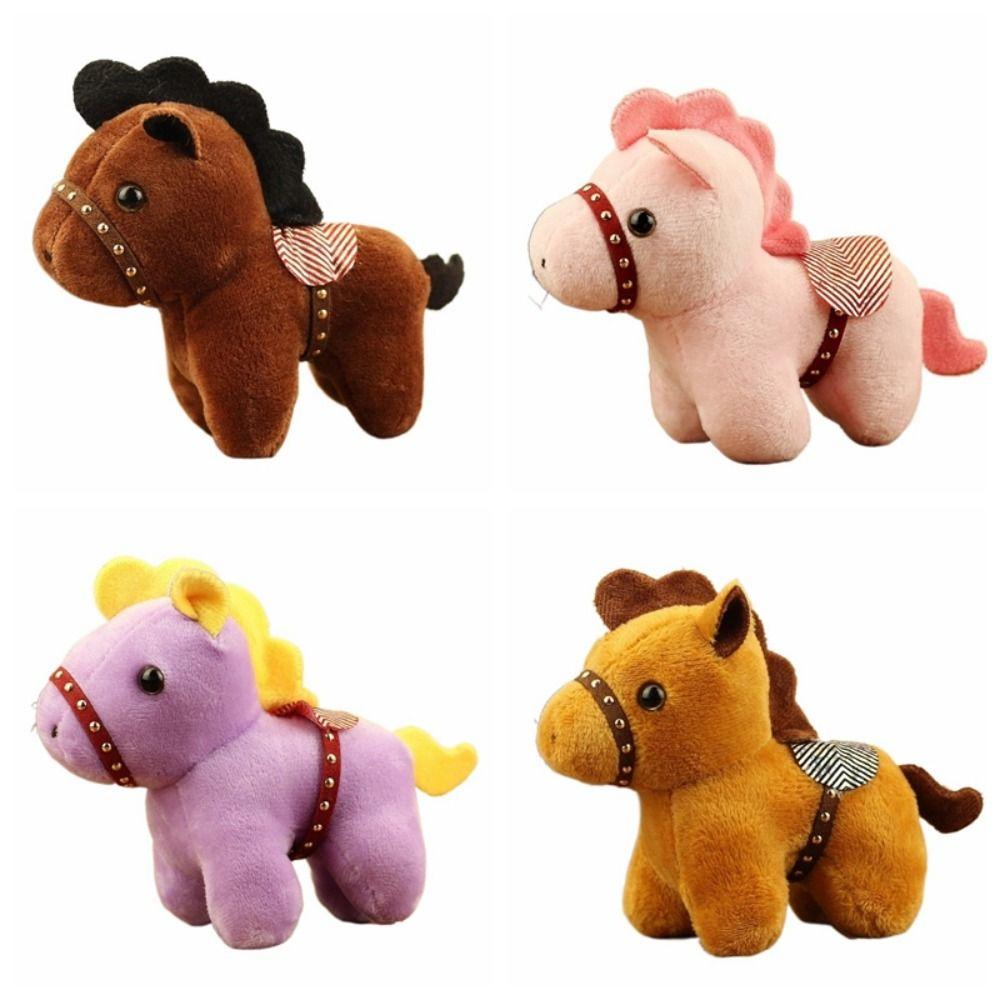 Cartoon Pony Pendant Mascot Doll Chinese Style Stuffed Animal Keyring Fluffy Backpack Pendant Zodiac Pony Figurine