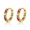 S925 Silver Colorful Zirconia Stones Hoop Earrings Women's Fashion Temperament Earrings