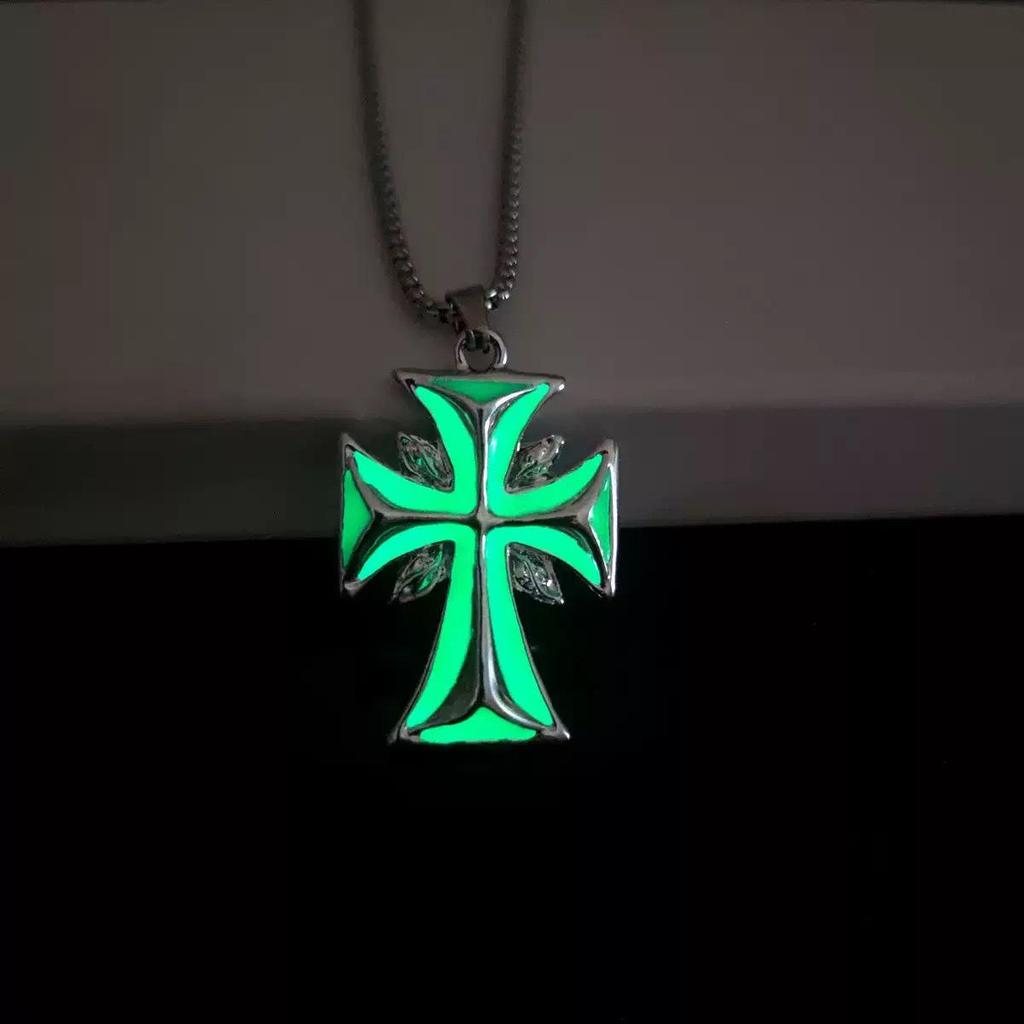 Trendy Luminous Cross Necklace - Men's European & American Hip Hop Street Style