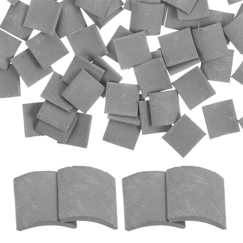 

80pcs Mini Roof Tiles Miniature Simulated Roof Tiles Models Pottery Clay Roof Tiles DIY Miniature House Props 1.7x1.6cm сірий