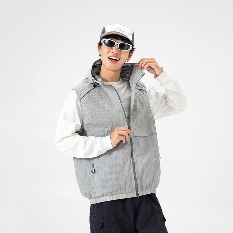 Унисекс жилет-ветровка с капюшоном без рукавов - Дышащий, универсальный осенний топ для повседневных городских поездок Large