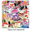 50-Pack Cartoon Cat & Mushroom Graffiti Stickers for Creative Decoration on Water Bottles & Phone Cases