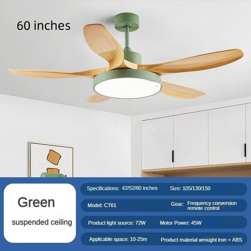 42/52/60-inch Full Spectrum Restaurant Fan Light Variable Frequency Household LED Electric Ceiling Fan Light Nordic Big Five Leaf Ceiling Fan Lamp